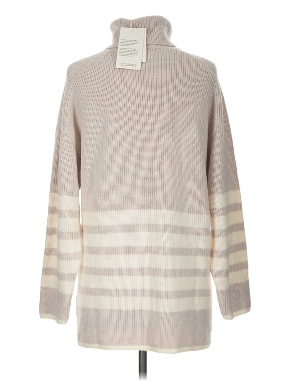 COS Wool Blend Taupe & Cream Striped Turtleneck Sweater M NWT - Picture 13 of 13